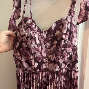Lulu's Maroon and Light Pink Floral Dress